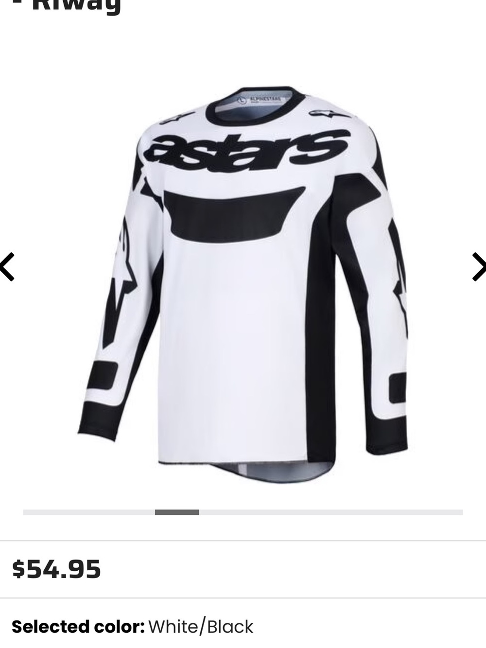 Alpinestars White & Black Race Jersey with Bold Logo